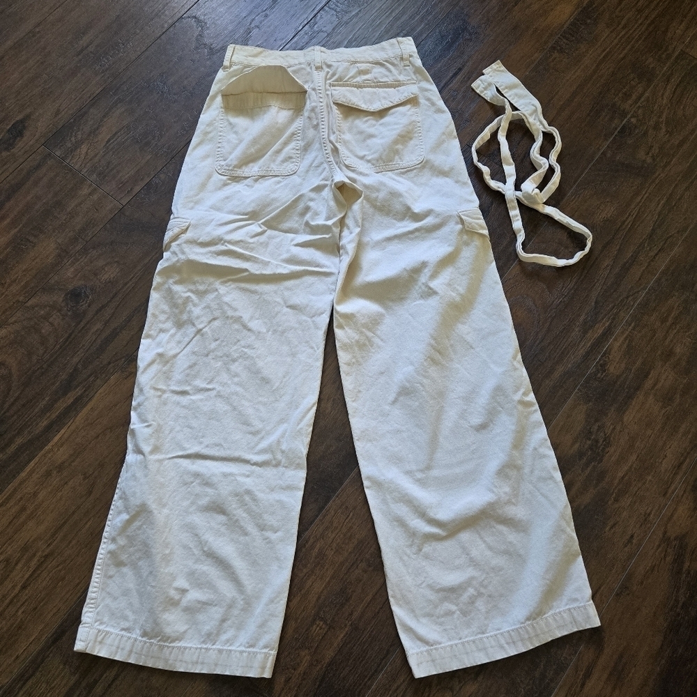 Madewell Griff Superwide-Leg Cargo Pants High Rise Belted Vintage Canvas Cream - Picture 7 of 8